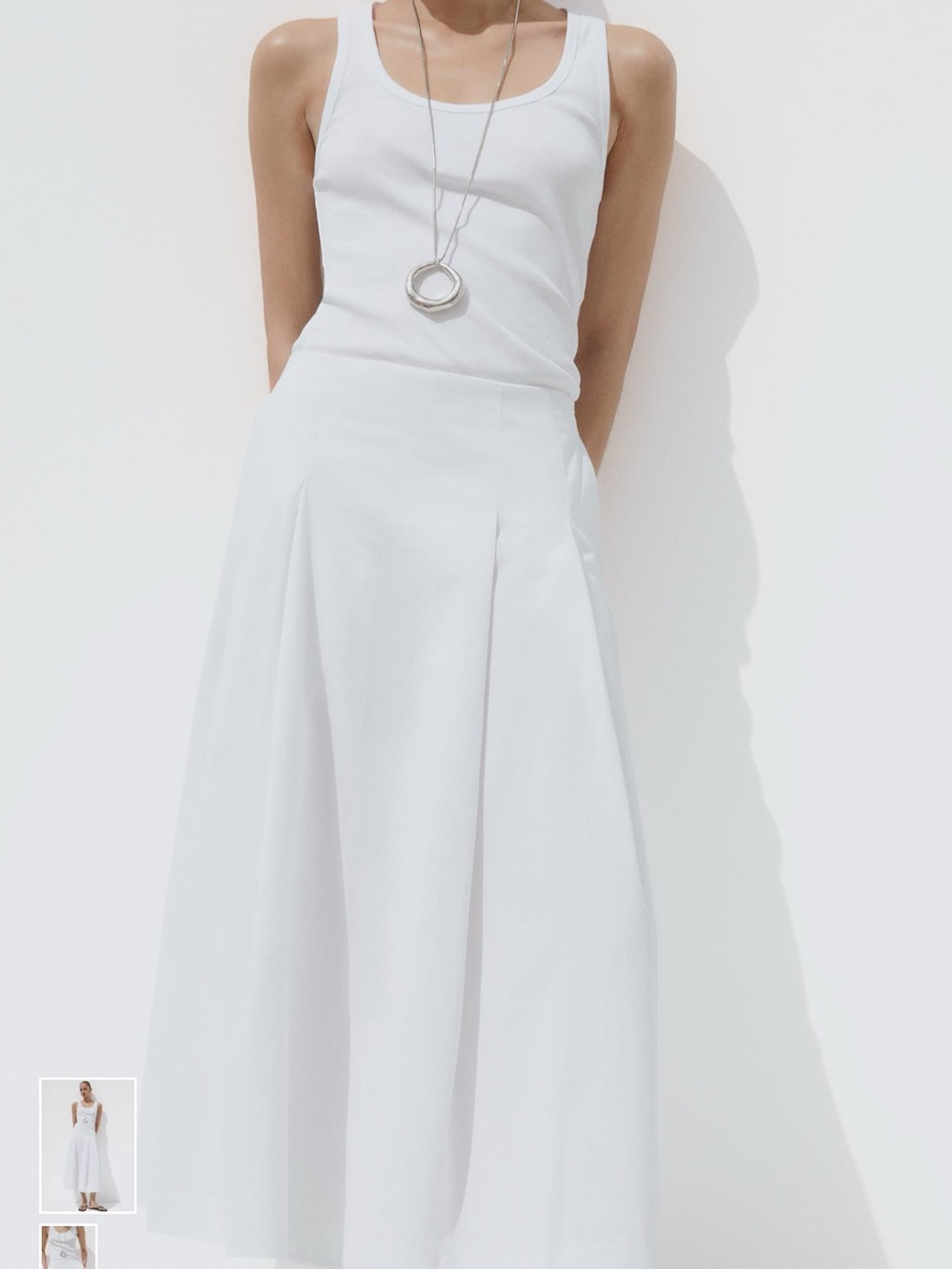 Zara Classic White A-Line Midi Skirt